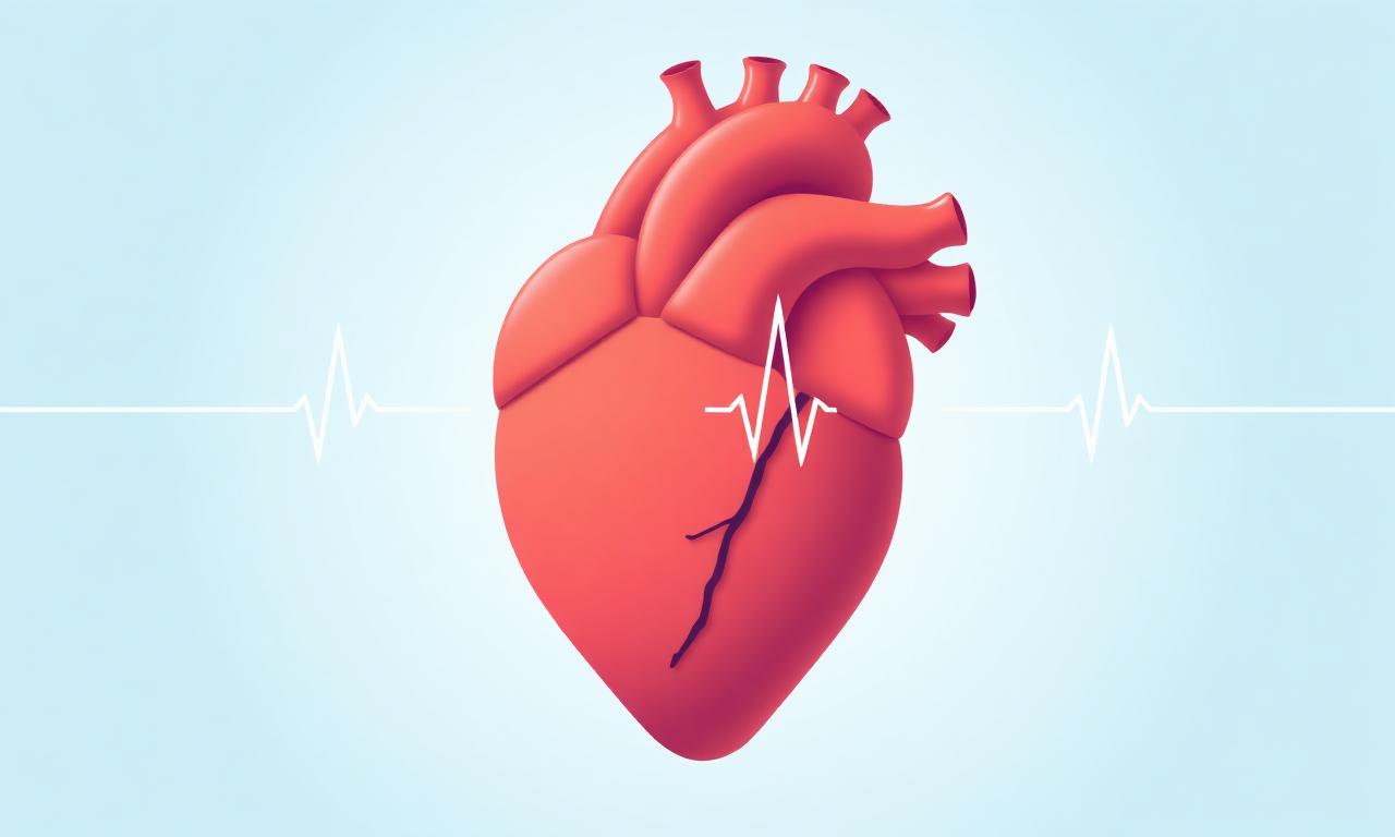 Illustration of a healthy heart with EKG waveform representing steady blood pressure